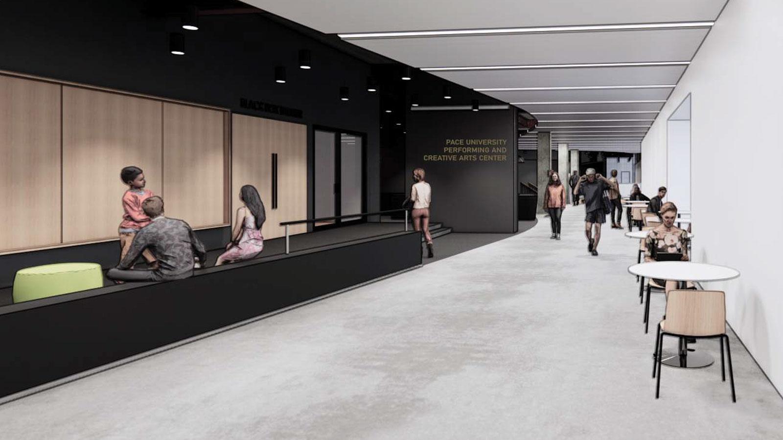 render of the future lobby of one pace plaza east