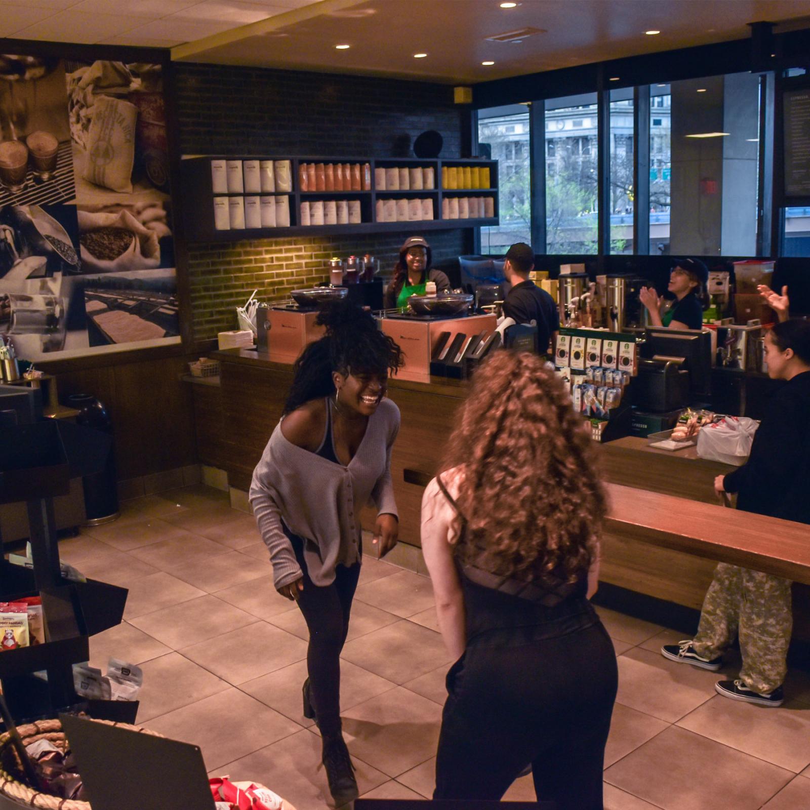 Students dining at the cafeteria at 1 Pace Plaza.