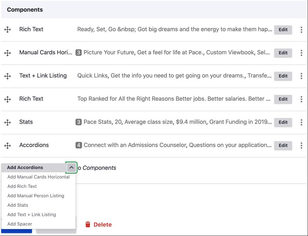 CMS Components fields