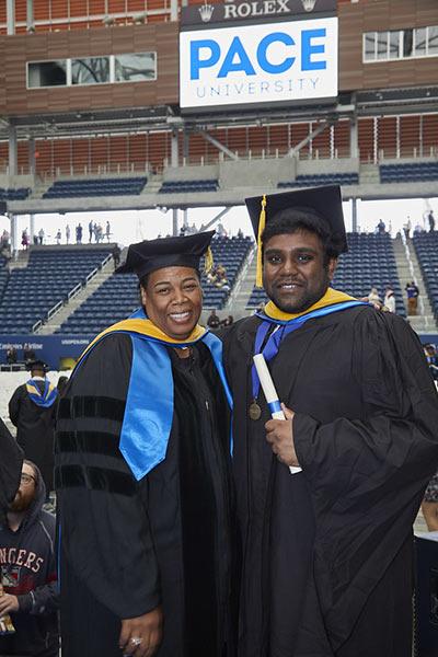 Mosley and Racha at Pace's Commencement on May 16 2022