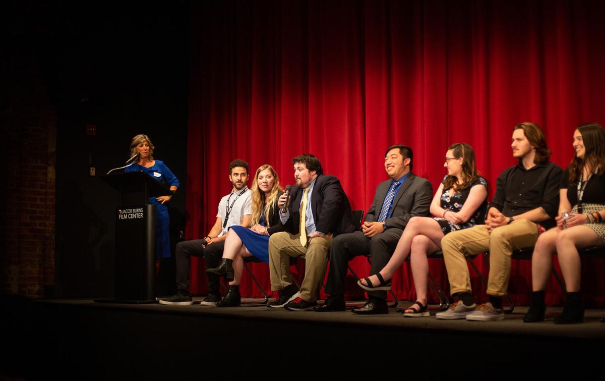 students on stage