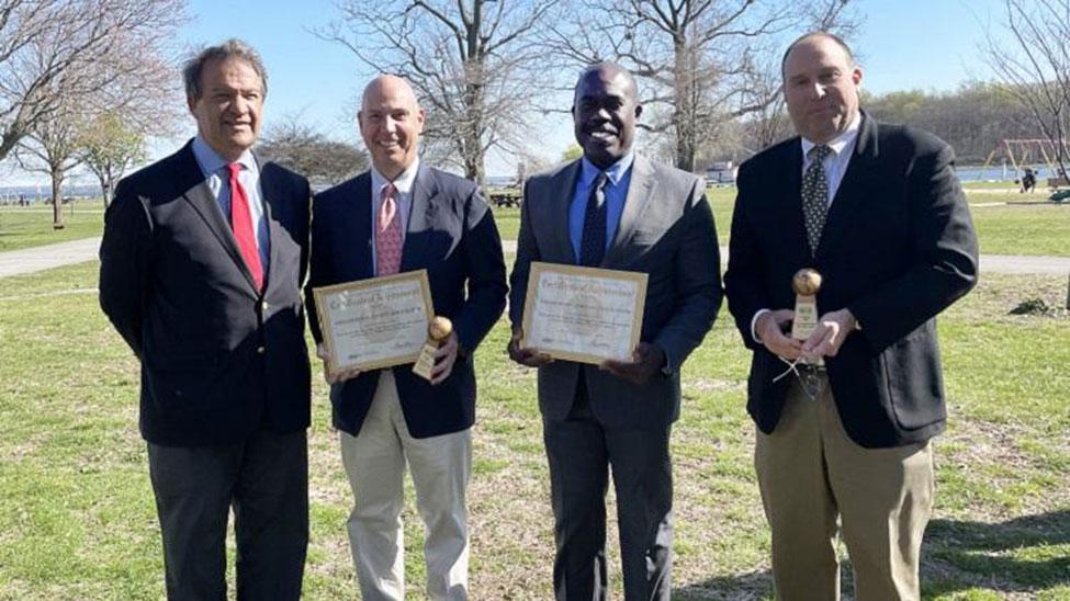 Westchester County Executive George Latimer with Michael Romero, President and CEO of the WCA, and Horace E. Anderson, Jr, Dean of the Elisabeth Haub School of Law, and Craig Hart, Executive Director of the Pace Energy and Climate Center