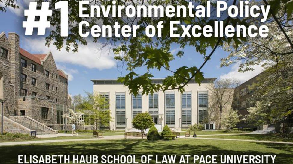 image of Ottinger Hall and Preston Hall and quad with text overlay #1 Environmental Policy Center of Excellence