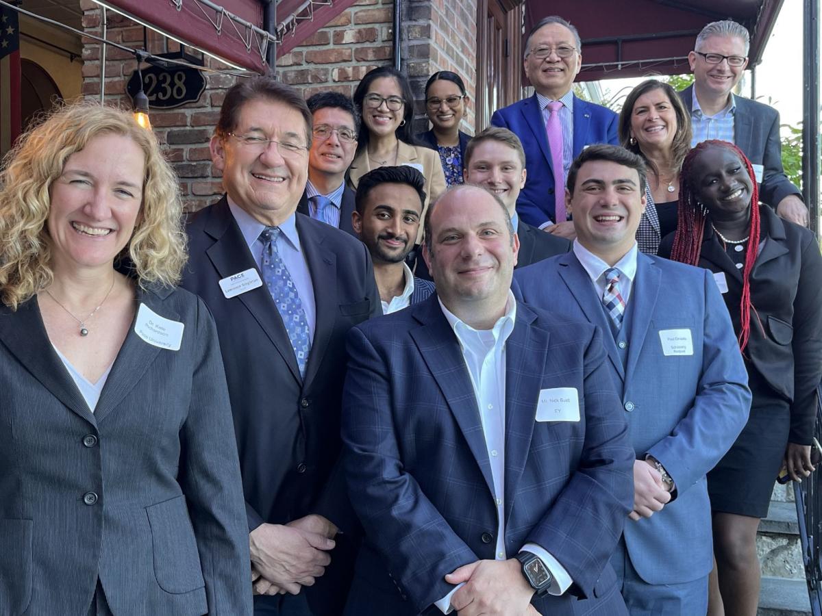 2023 EY scholarship dinner attendees, accounting faculty, and EY representatives n the Pleasantville Campus