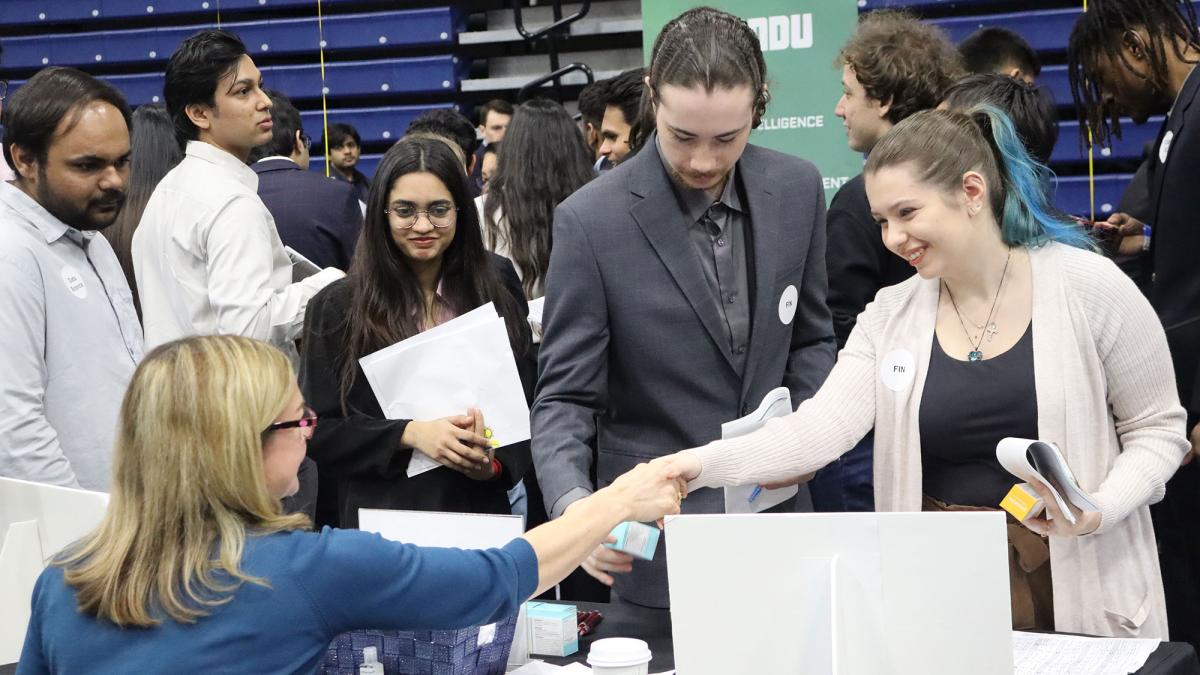 Pace students networking with recruiters at the 2024 Job and Internship Career Fair.