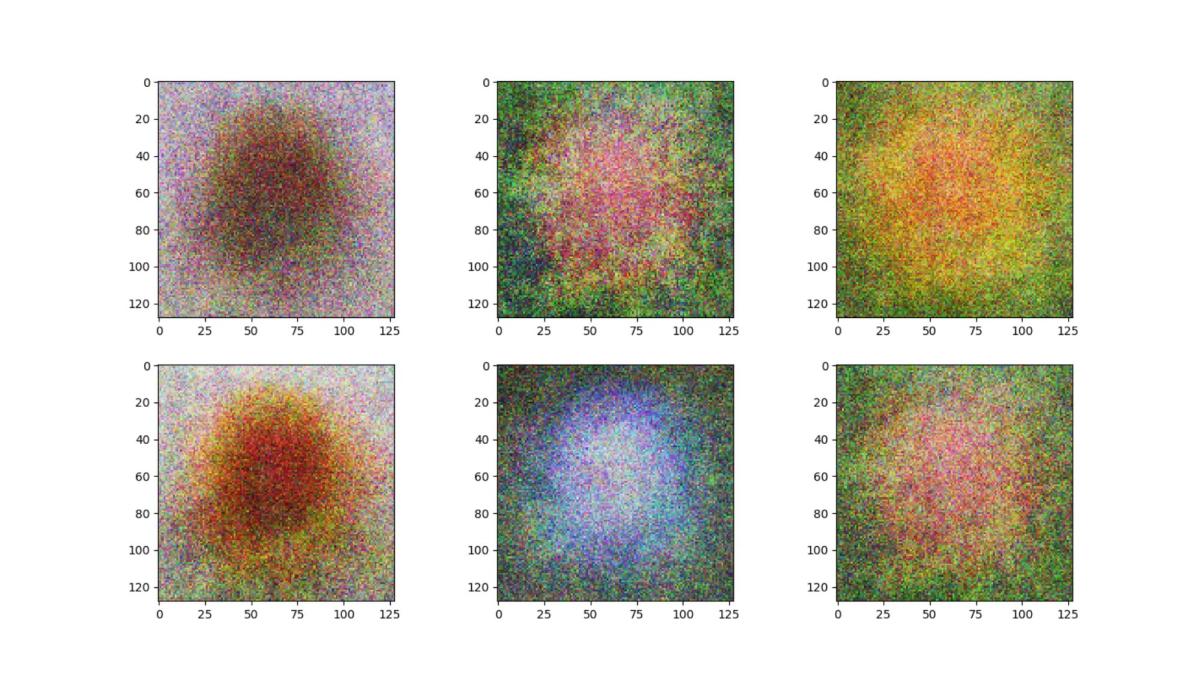 An image from one of the Seidenberg teams that presented their final project at the AI Internship Experience, showcasing six AI-generated images of different types of flowers.