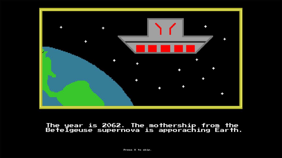A screenshot of the opening of Moores' game 'Trigger Happy'