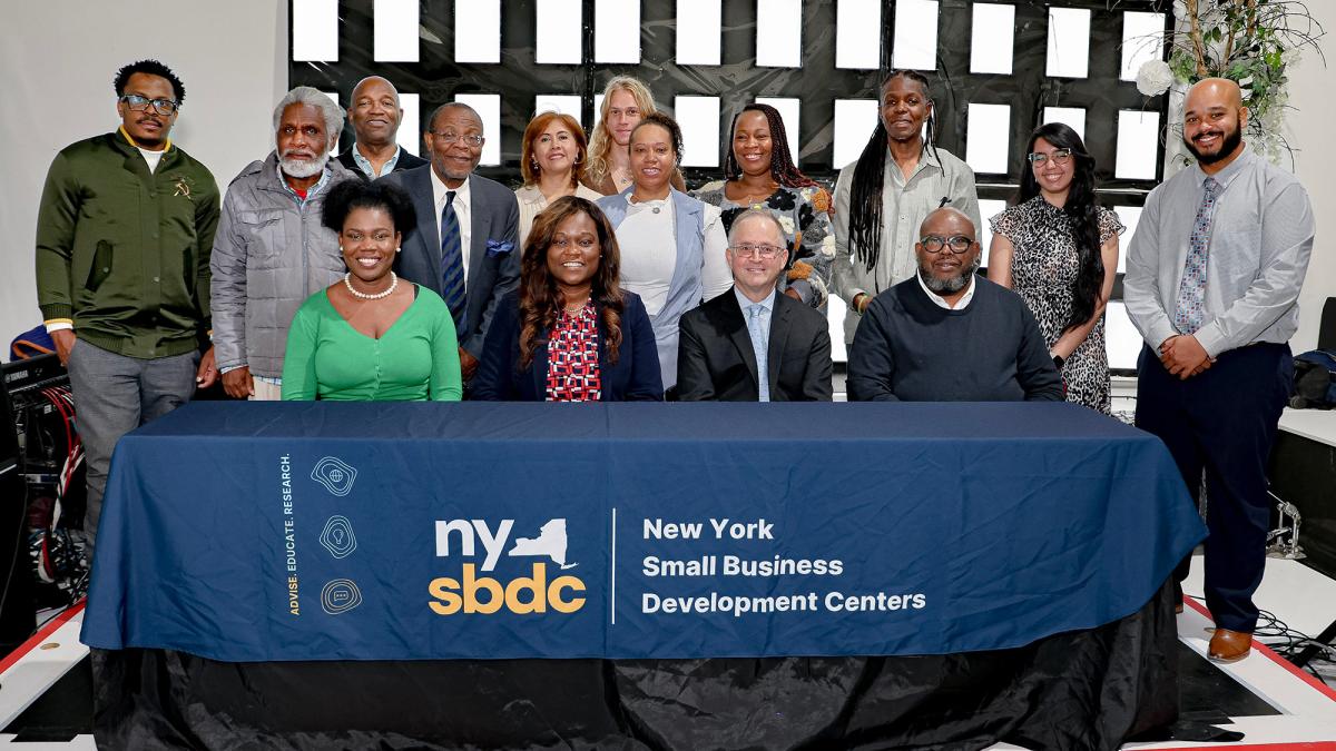 Executive Director of Little Haiti BK Stephanie Delia, Assembly Member Rodneyse Bichotte Hermelyn, Regional Director of Pace’s SBDC Andrew Flamm, President and Executive Director of the Flatbush Nostrand Junction BID Kenneth Mbonu, and local small business owners and operators.