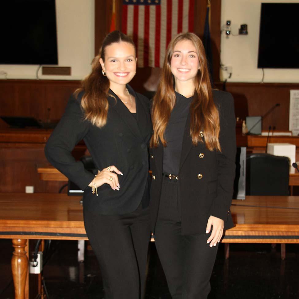 Elisabeth Haub School of Law students Paige Padula and Katerina Balukas, who participated in the First Chair competition