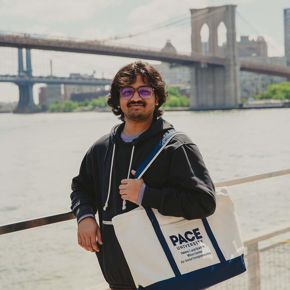 Thilak Narsimhamurthy, summer intern for the Helene & Grant Wilson Center for Social Entrepreneurship at Pace University.