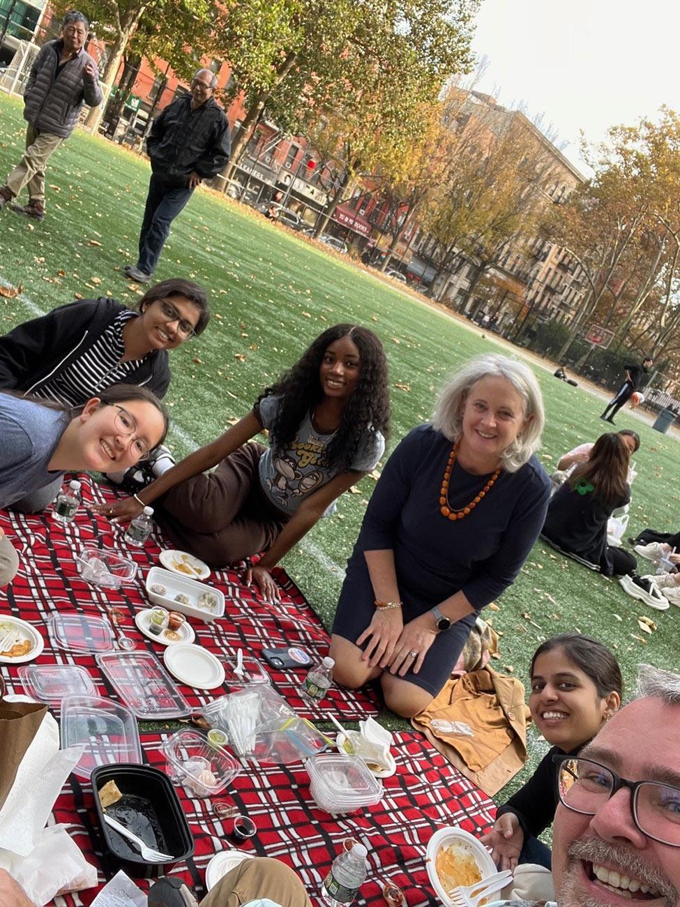 Pace staff and students enjoy dumplings in Columbus Park.