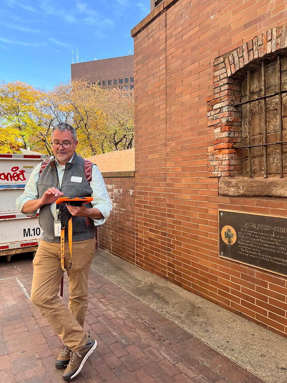 Pace librarian Steve Feyl  pauses in NYC to share history.