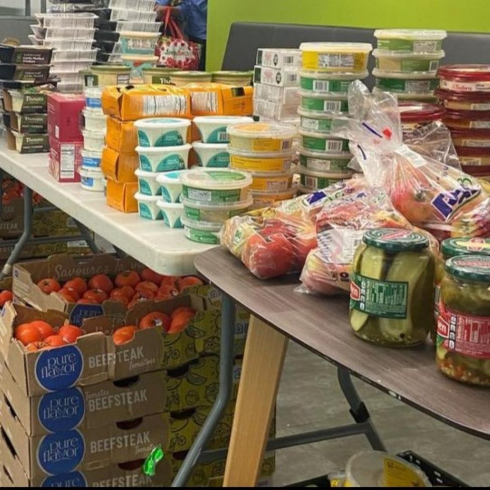 Fresh produce and packaged goods at the Food Pantry Mobile Market on the Pace University campus in Pleasantville, NY.