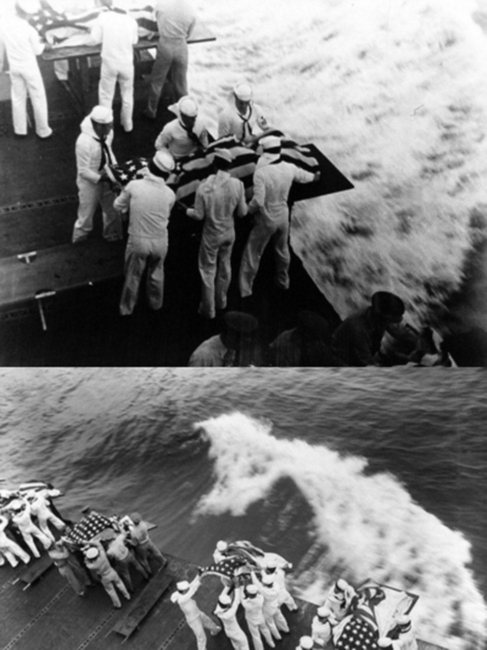 WWII US Navy burial at sea.