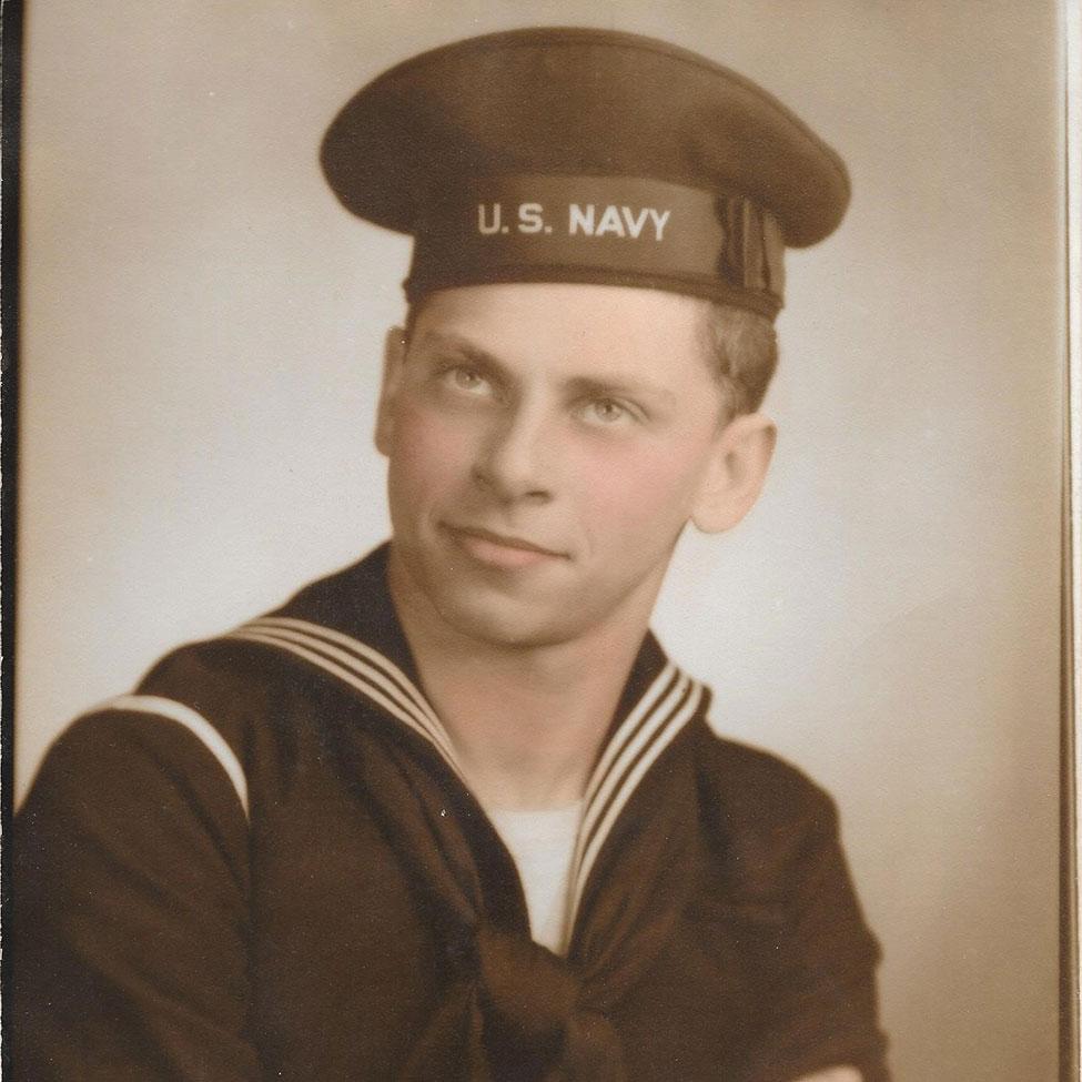 Pace University alumni Arthur Grabiner ’50 in his US Navy uniform, 1944.