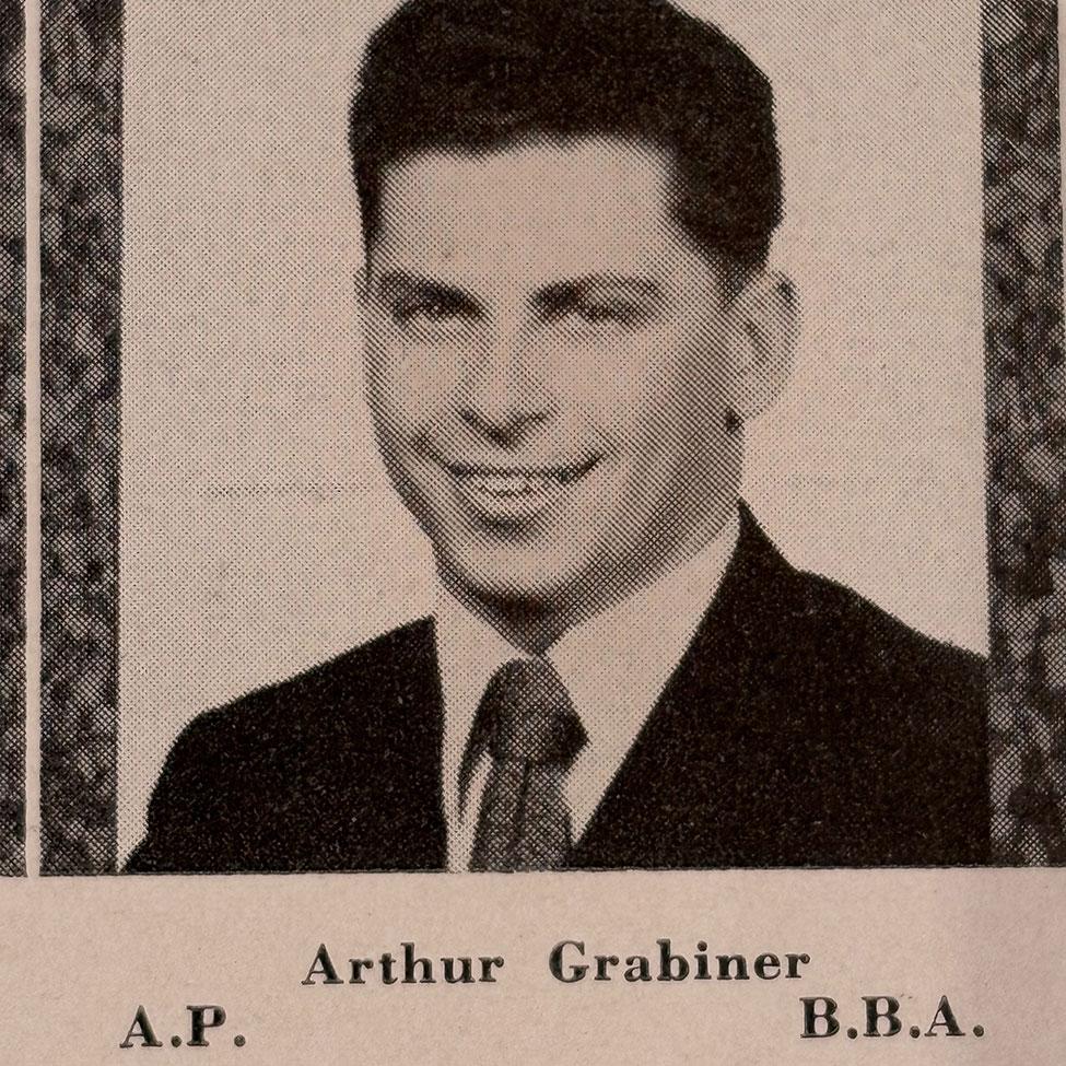 Pace University's alumn Arthur Grabiner ’50 yearbook photo, "The Legend 1950."