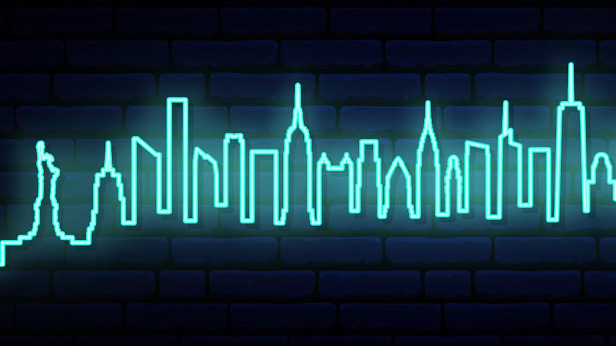 nyc skyline in neon