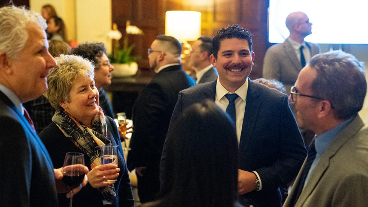 alumni gathering at the Elisabeth Haub School of Law