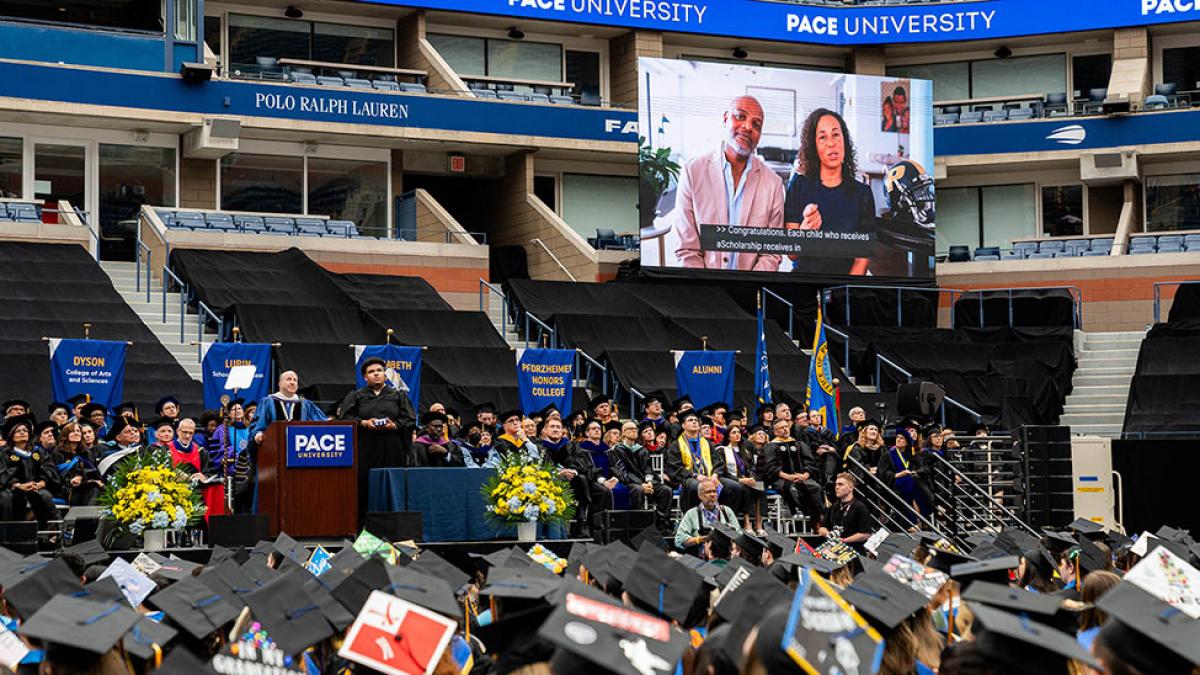 At the 2024 Commencement, Pace University honored Angella and Danroy Henry, parents of former Pace student Danroy “DJ” Henry Jr. and founders of the DJ Henry Dream Fund, with the Opportunitas in Action Award. Social Justice Week was created in DJ Henry’s honor.