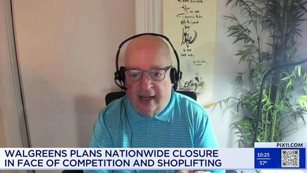 Pace University Clinical Associate Professor of Economics Mark Weinstock, MA, speaking to Pix 11 about Walgreens' stores' closure