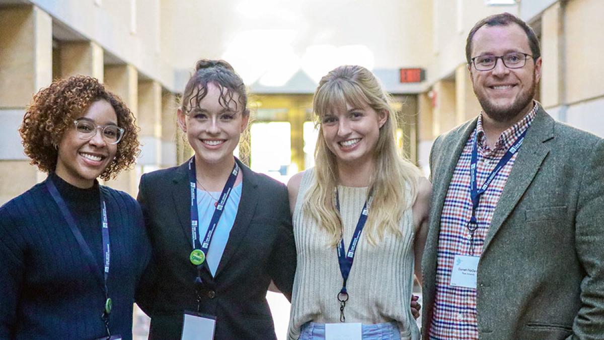 Pace University Peace and Justice Studies students with professor Garrett FitzGerald at a conference