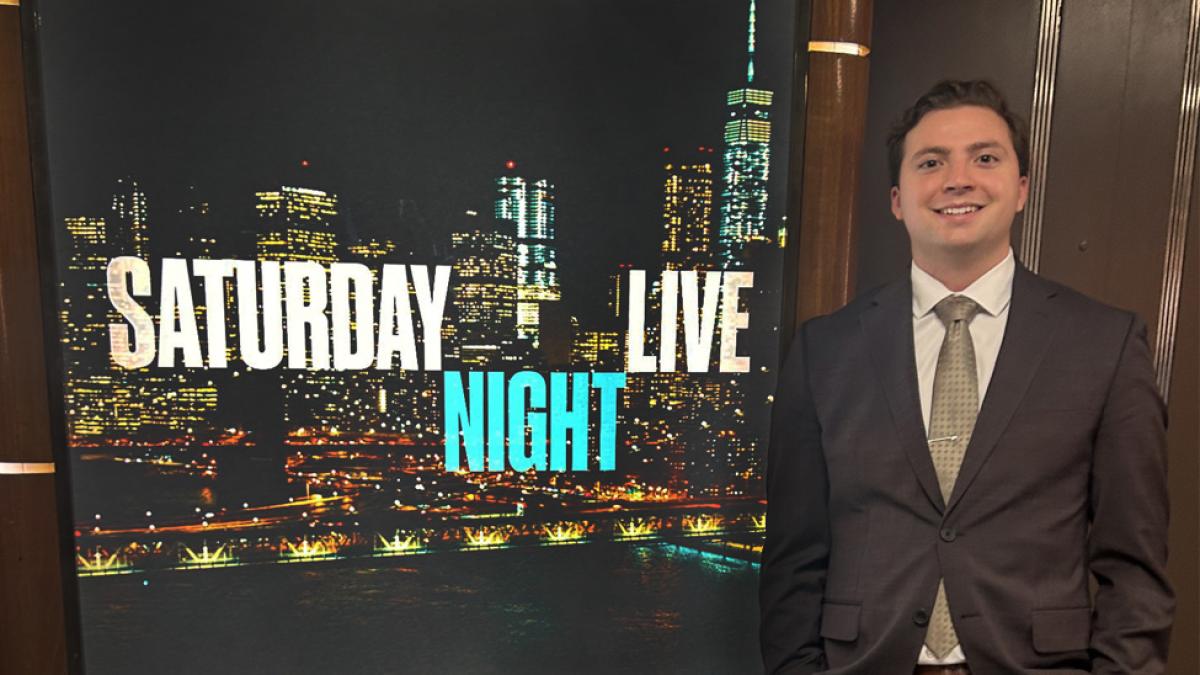 Pace University student Will Schmid at Saturday Night Live.