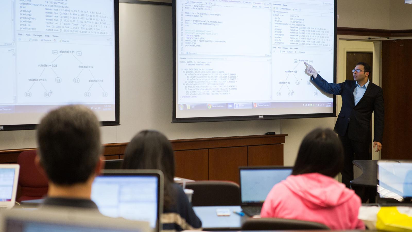 Students attending a coding class.