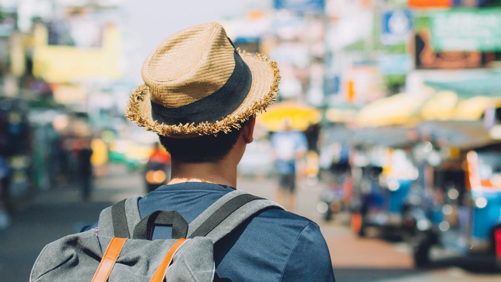 Student exploring his surroundings while studying abroad.