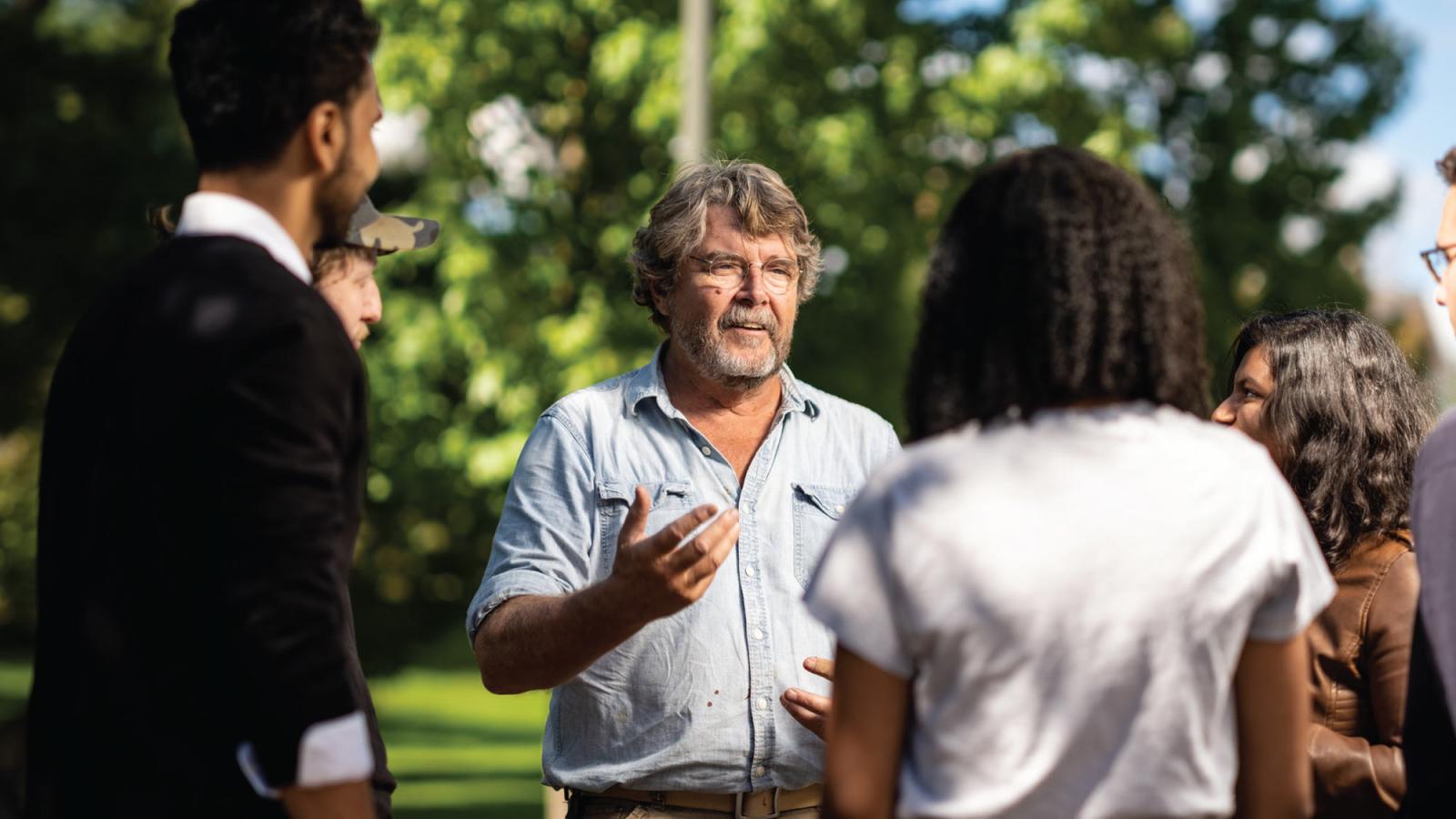 john cronin talking to students 