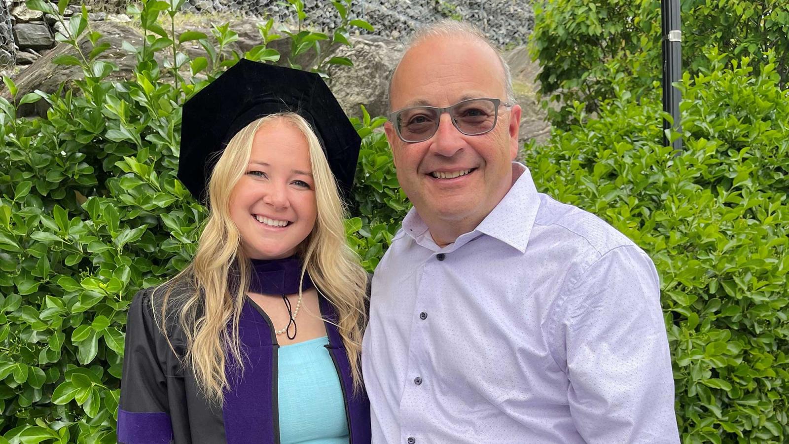 graduation photo of Alexis Epstein '21 pictured with father Steven Epstein '92