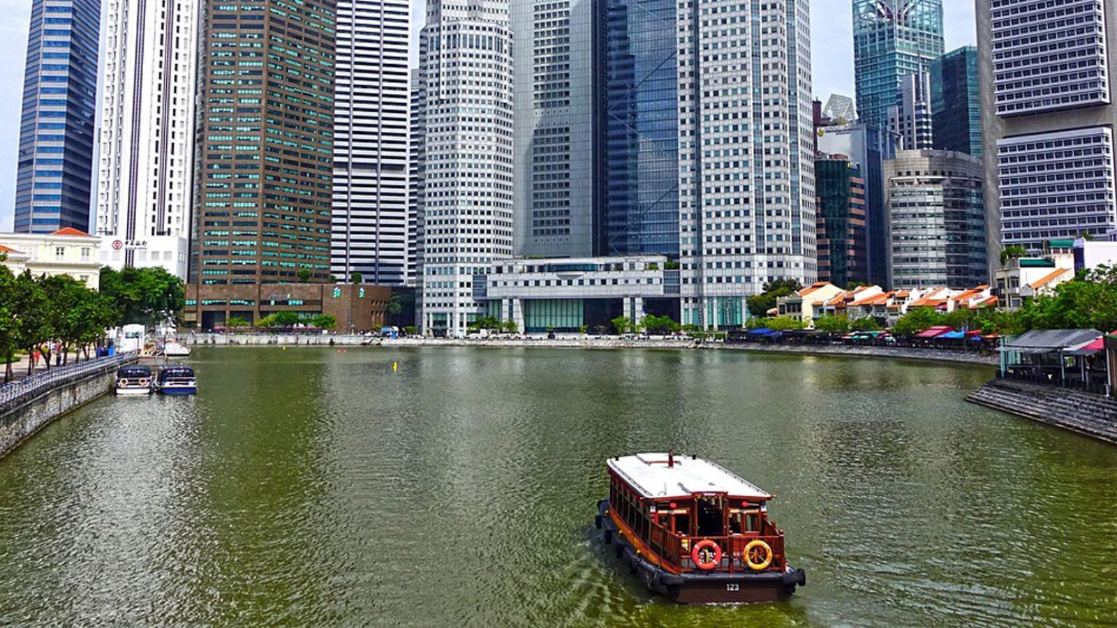 view of river and skyline of Singapore 