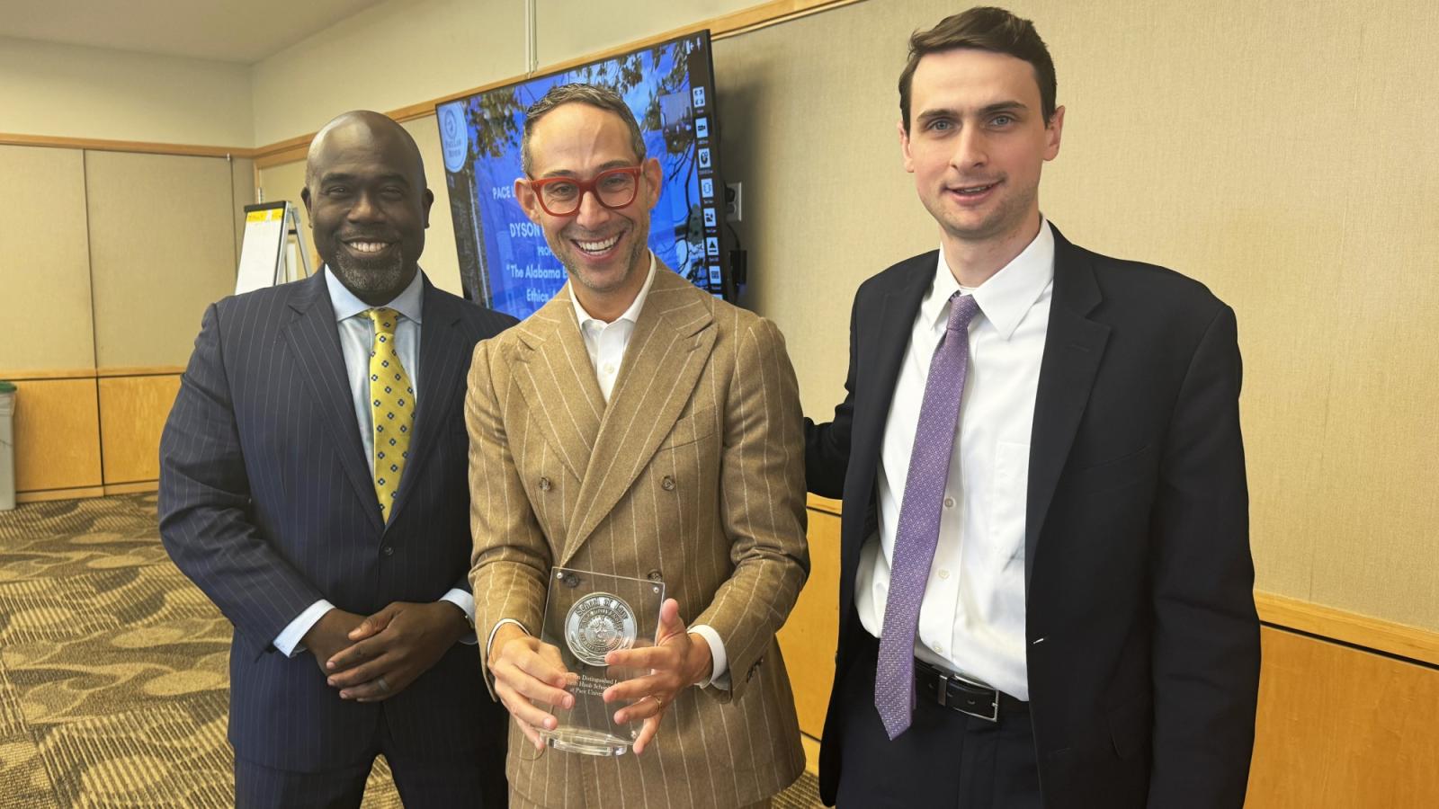 Elisabeth Haub School of Law at Pace University Dyson Lecture Professor Glenn Cohen with Dean Horace Anderson and Professor James Toomey