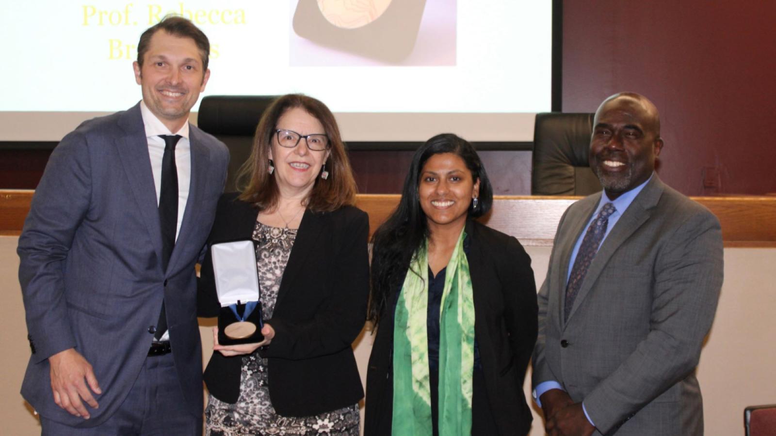 Elisabeth Haub School of Law at Pace University's Professor Jason Czarnezki, Garrison Lecturer Rebecca Bratspies, Adjunct Professor Achinthi Vithanage, and Dean Horace Anderson at the Garrison Lecture