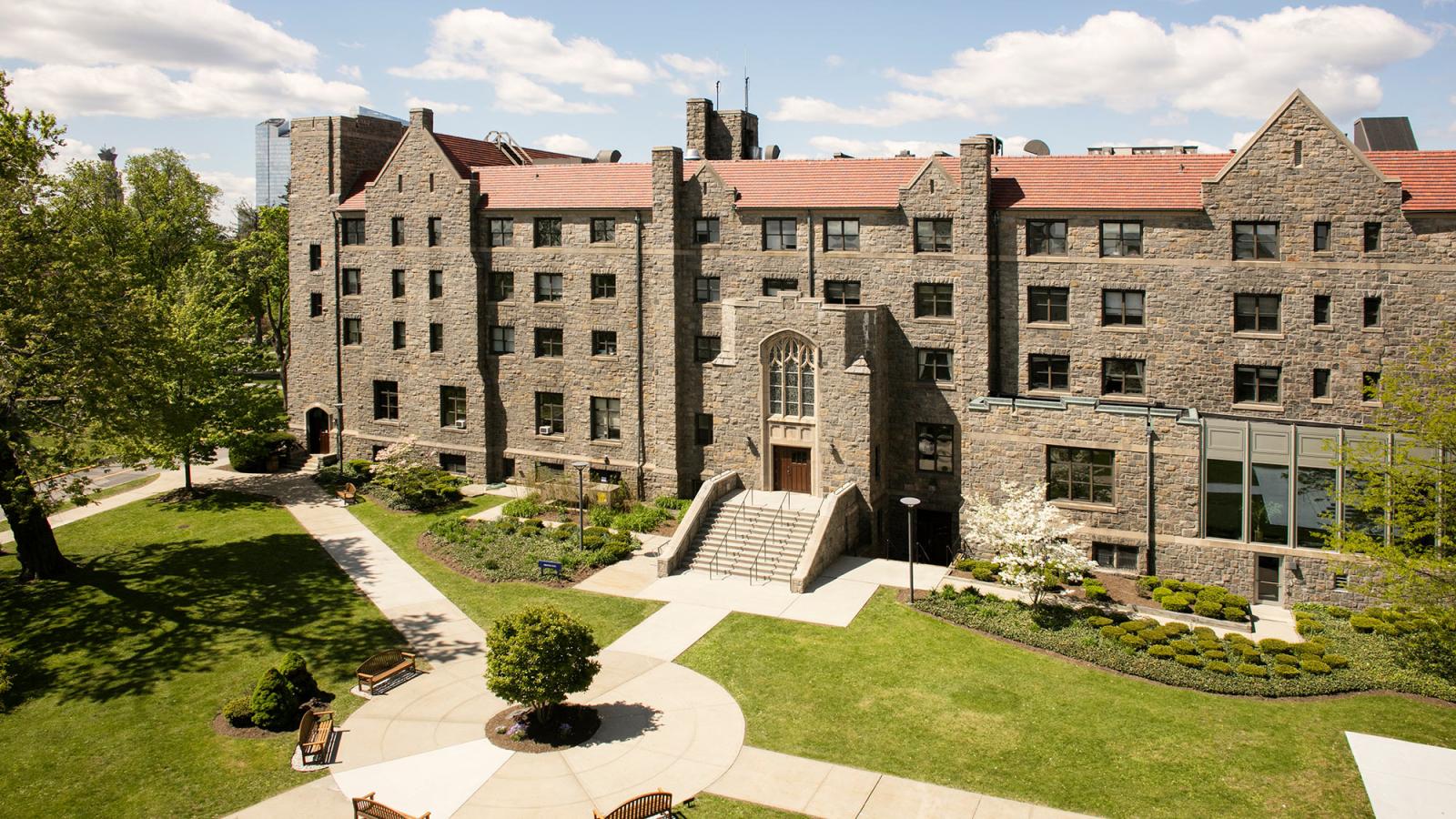 Preston Hall building on the campus at Elisabeth Haub School of Law