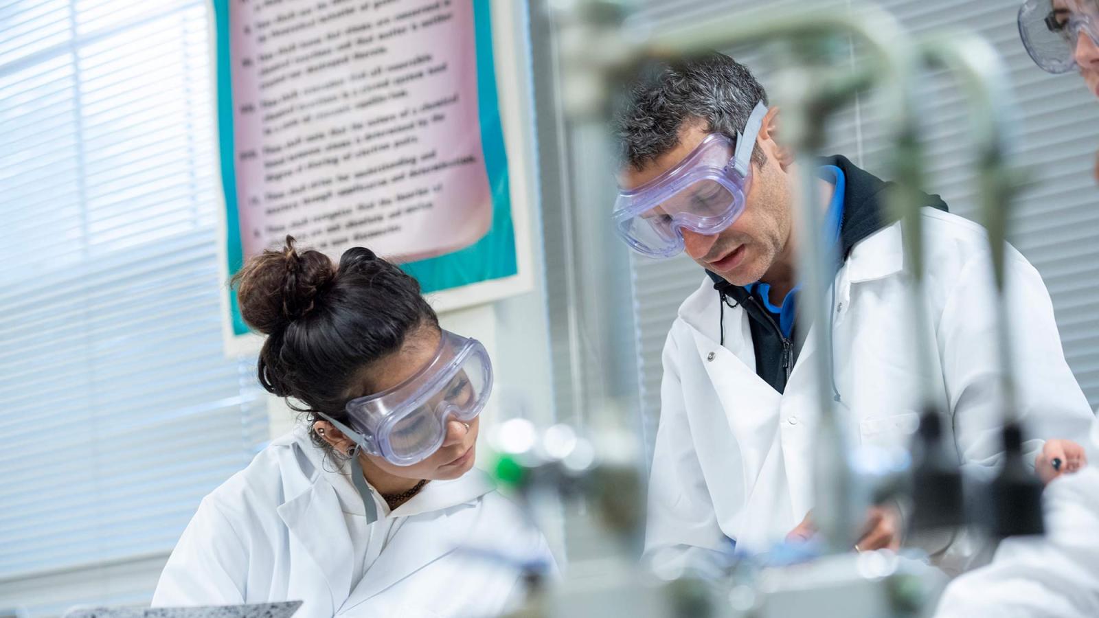 Two Pace University students working in one of the labs.