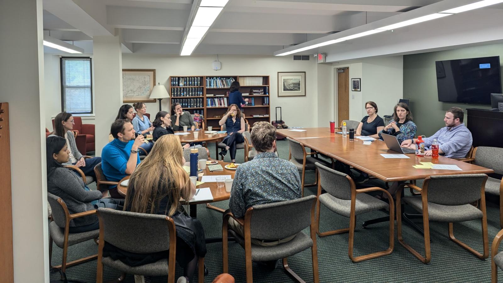 Professors gathered in a conference room for the inaugural EELS conference at the Elisabeth Haub School of Law at Pace University