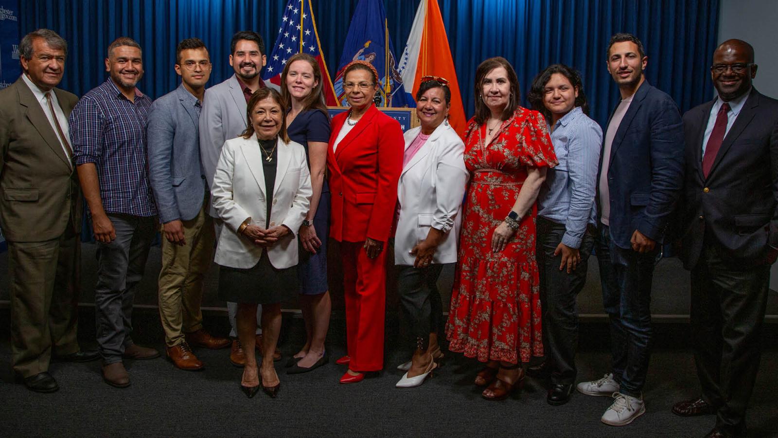 Pace Professor Rebecca Tekula, Westchester County Executive George Latimer and Hispanic Advisory Board