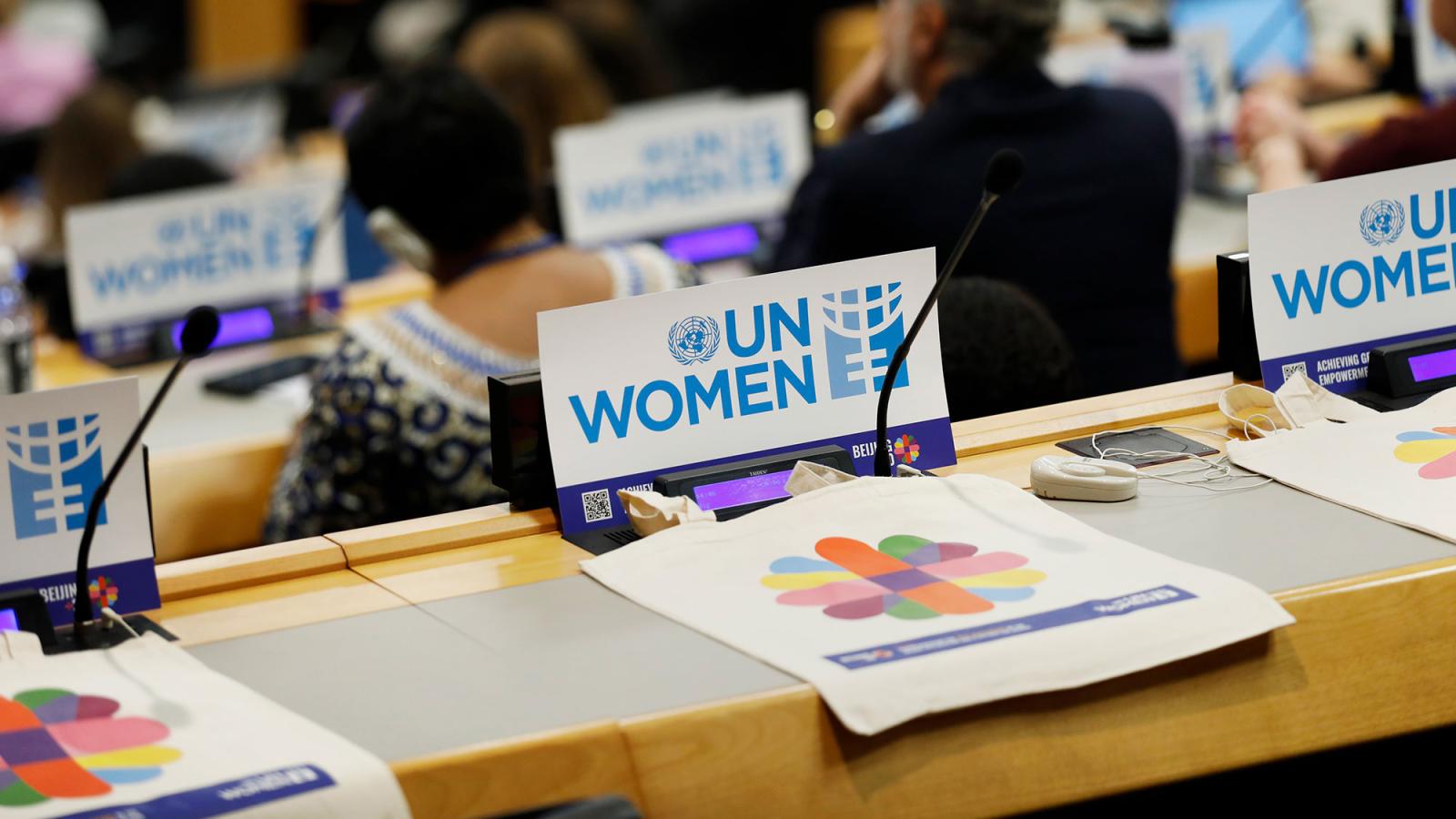 UN Women Conference material at the seating area provided by UN Women/Ryan Brown