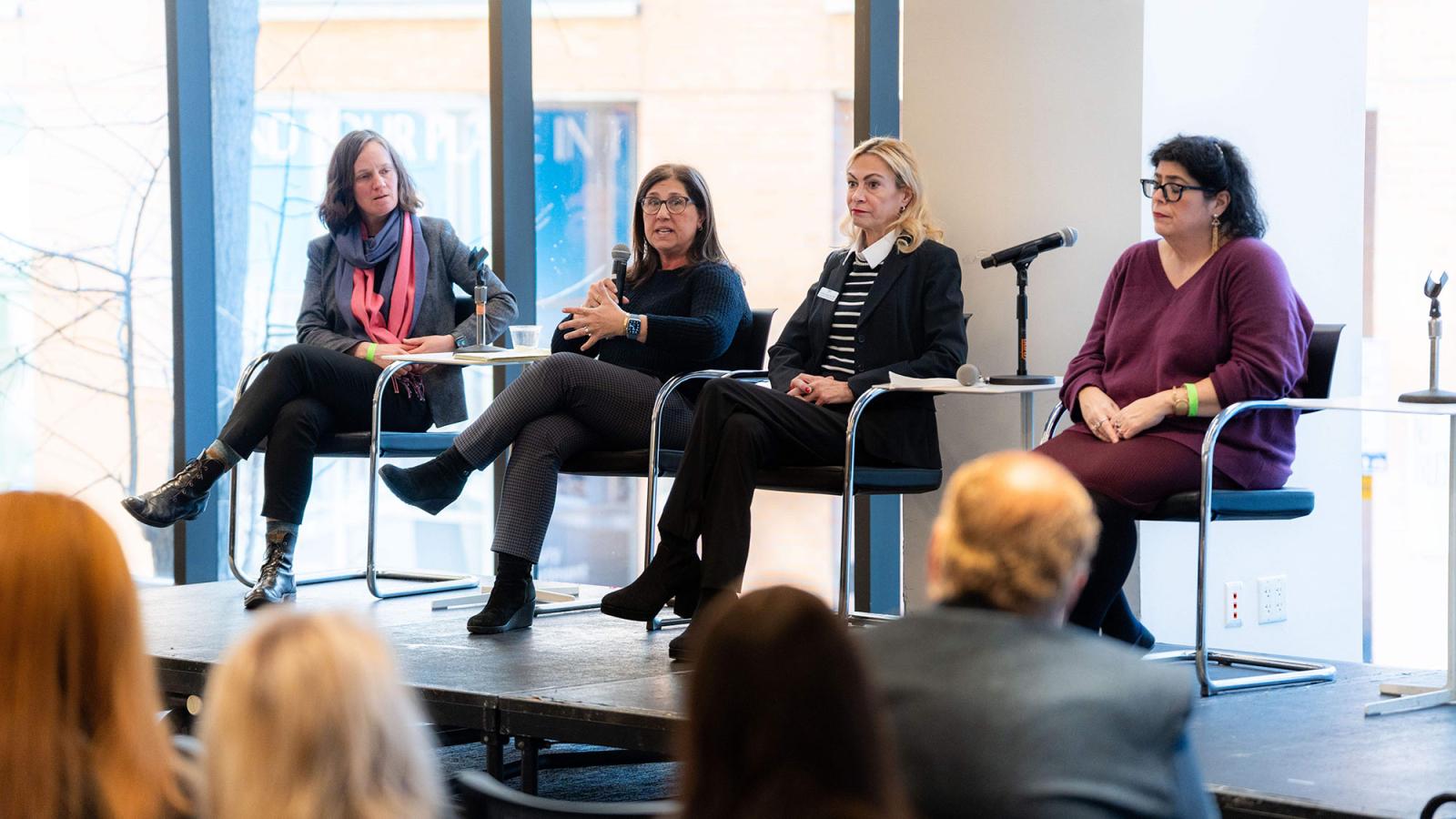 Speakers on stage at Pace University's second annual Counter-Human Trafficking Conference.