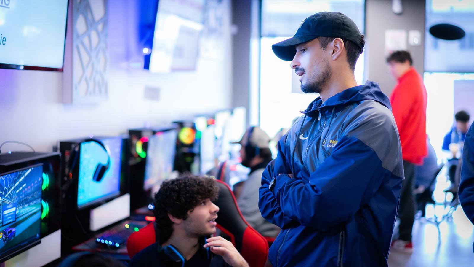 Director Jesse Bodony watches over a player's gameplay