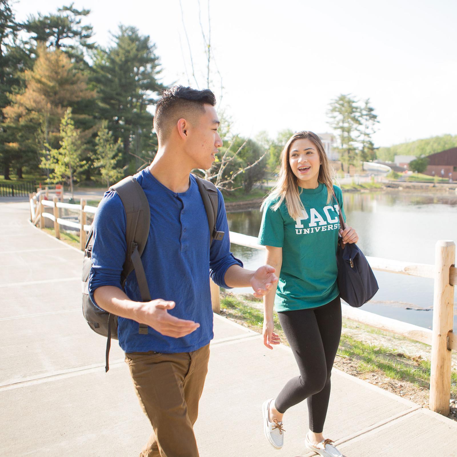 Students walking around the Westchester campus.