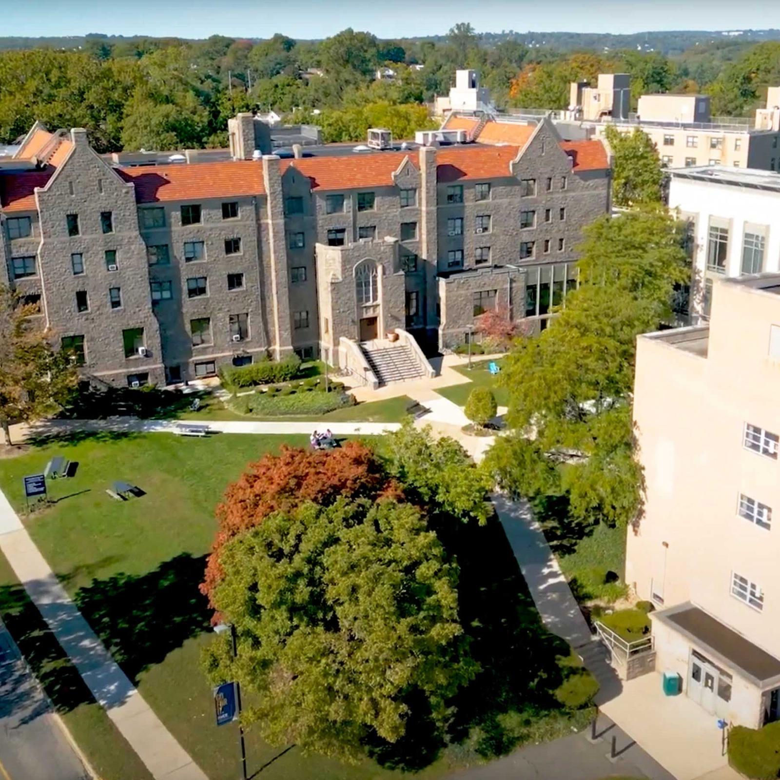 Overhead shot of the Elisabeth Haub School of Law Campus.