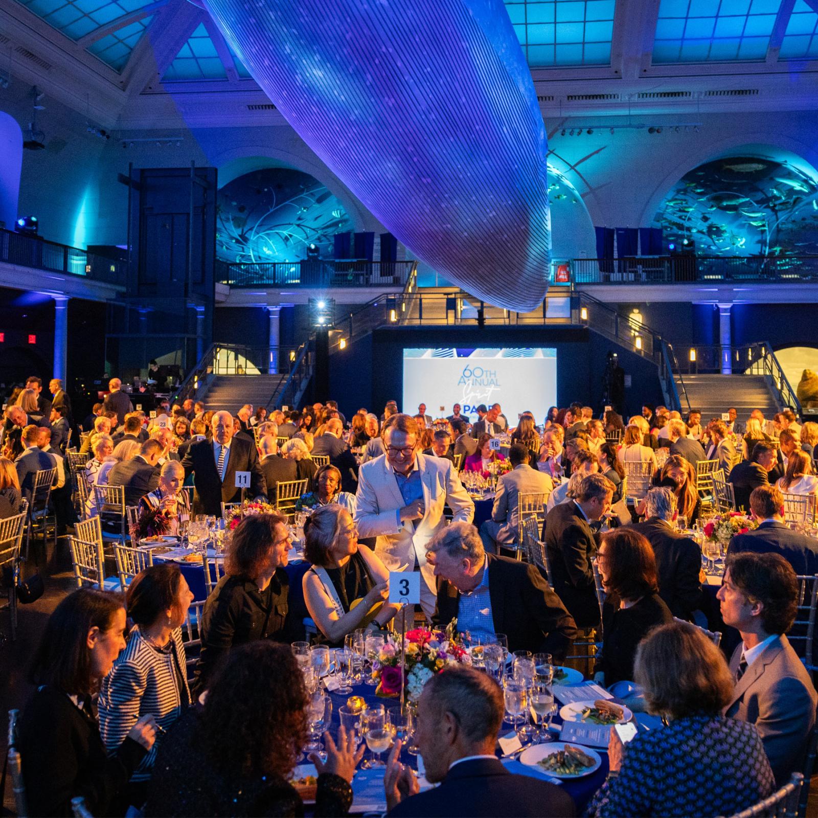 Overhead image of the crowd attending Pace's Spirit of Pace Awards at the American Museum of Natural History
