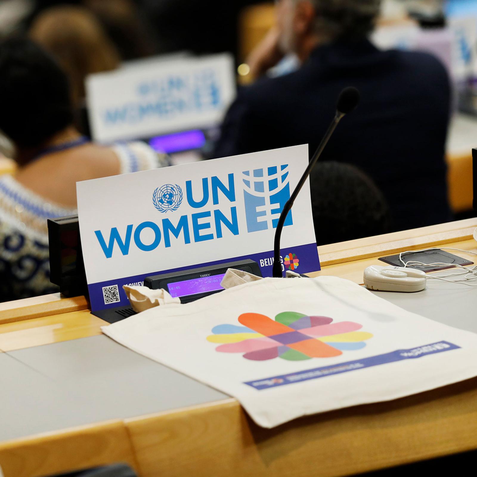 UN Women Conference material at the seating area provided by UN Women/Ryan Brown